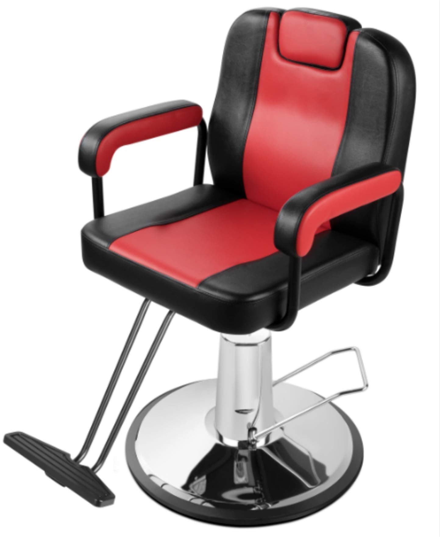Funnylife Black&Red Vintage Reclining Hydraulic Salon Beauty Chair with Oil Pump Heavy Duty Beauty Salon Barber Swivel Chairs Hair Cutting Salon Equipment