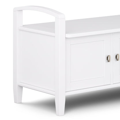SIMPLIHOME Warm Shaker Entryway Storage Bench - 44 inch Wide Solid Wood Storage Seat in White, Transitional Bench Seat for Mudroom or Living Room with Lift-Up Lid and Shaker-Style Panels