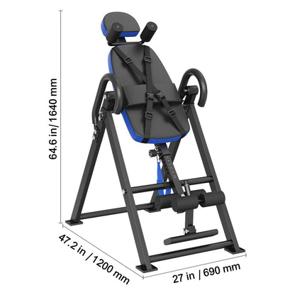 Happybuy Inversion Table, 300 lbs Capacity Heavy Duty Decompression Back Stretcher, Strength Training Equipment with Headrest, Ankle Lock & Adjustable Protective Belt, Blue/Black