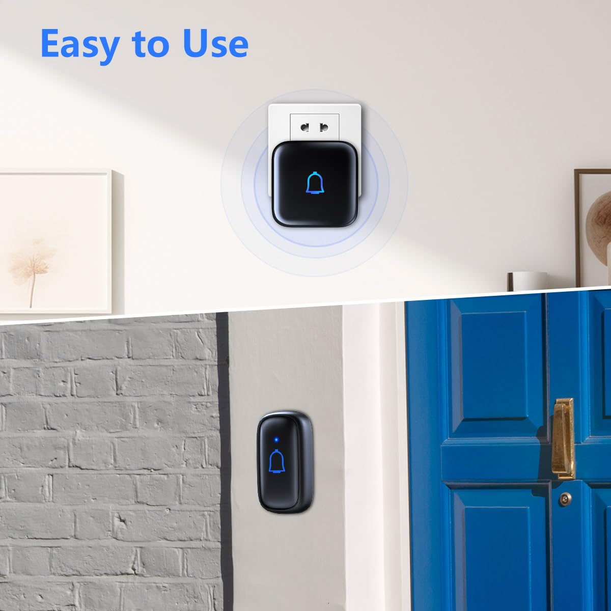 Classroom Doorbell Wireless Doorbell IP66 Waterproof 1000Ft 66 Chimes Mute Mode 115dB 7-Level Vol Loud Electric Door Bells for Home Office Classroom Kids Room Teachers & Hearing-Impaired
