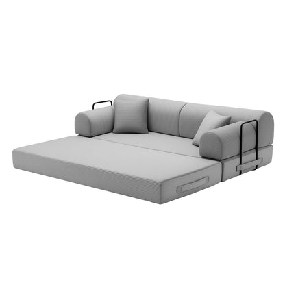 78-Inch Oversized Loveseat Boneless Foam Couch Convertible Mattress Sleeper Bed and Floor Lounge Chaises for Living Room Office, Boucle Upholstered Compressed Cloud Sofa
