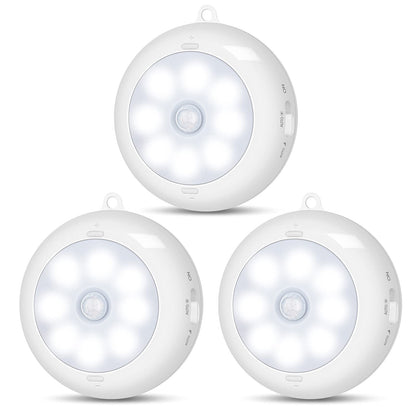 Motion Sensor Light Indoor, LED Night Light Closet Lights, Under Cabinet Lights, AA Battery Operated Stick on Wireless Puck Lights for Wall, Step, Stair, Dimmable (3 Pack)