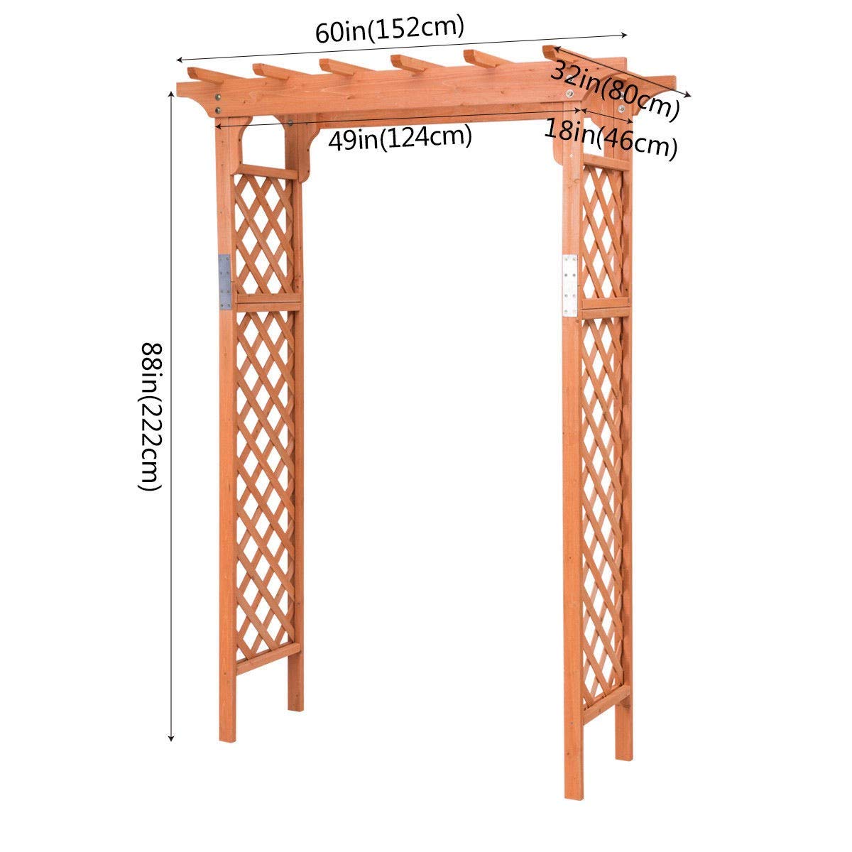 LHONE Garden Arches and Arbors Fir Wood Over High Outdoor Patio Pergola Arbors Garden Trellis for Wedding Climbing Plants Bridal Party Decoration Natural (88")