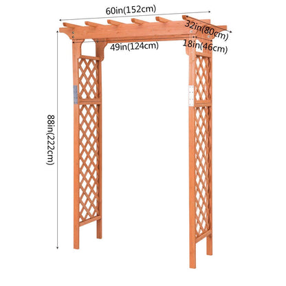 LHONE Garden Arches and Arbors Fir Wood Over High Outdoor Patio Pergola Arbors Garden Trellis for Wedding Climbing Plants Bridal Party Decoration Natural (88")