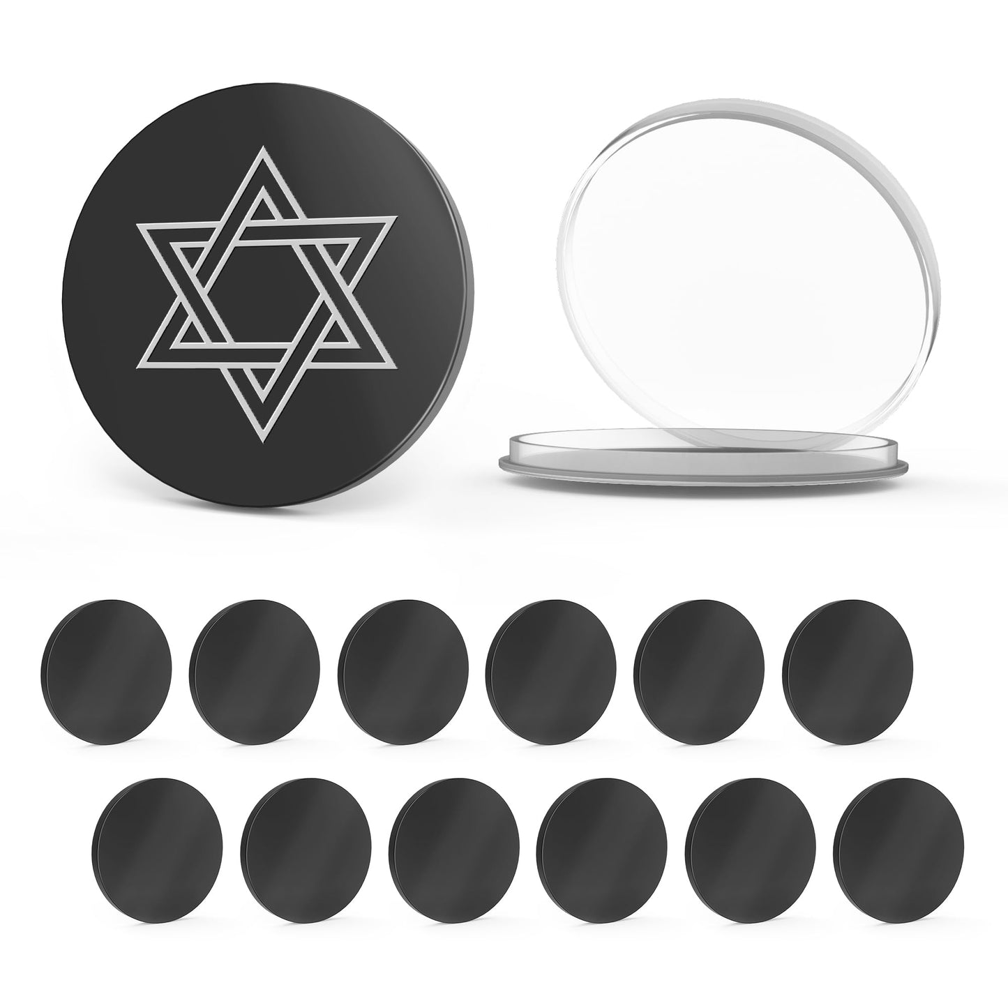 12pcs 1 1/4" Black 304 Stainless Steel Challenge Coin Blanks 1/8" Thick with Acrylic Protection Box Laser Engraving Hand Stamping DIY Crafts Birthday Commemorative (32mm)