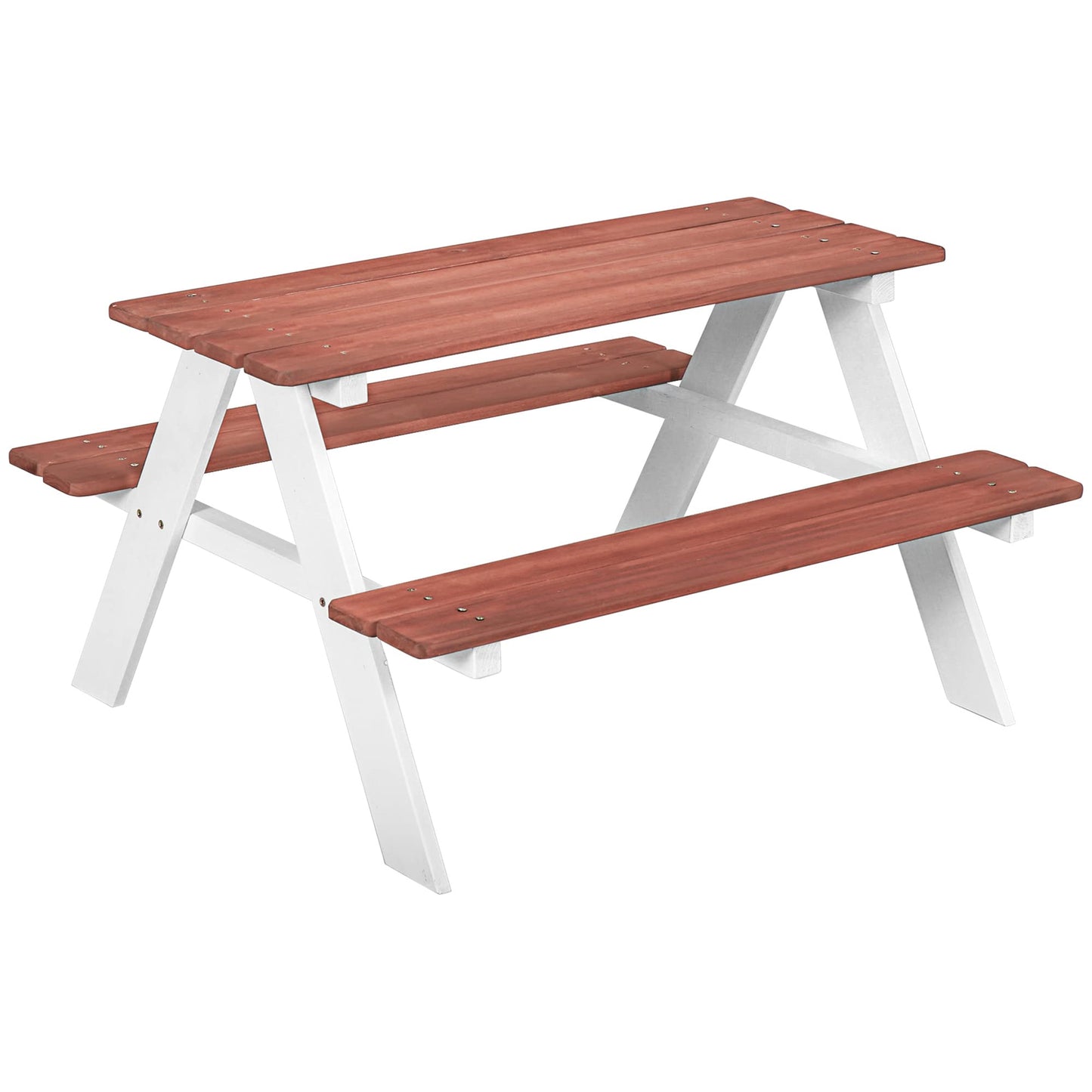 Picnic Table Set, Wooden Table Bench Set, Patio Furniture Outdoor Toys for Garden, Backyard, Aged 3 8 Years Old, Brown