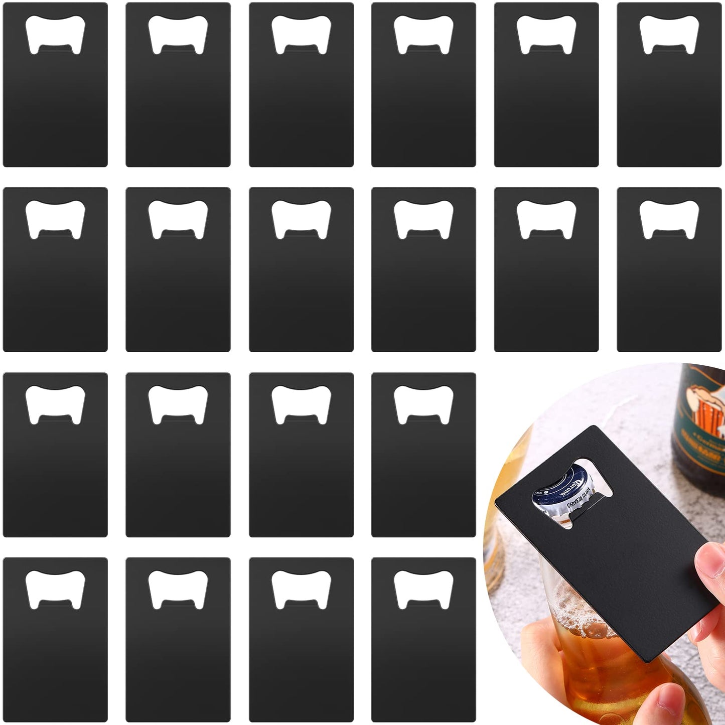 40 Pieces Credit Card Bottle Opener Stainless Steel Poker Wallet Bottle Opener for Christmas Gifts Can Be Carved for DIY Wedding Favor Groomsmen Gift(Black)