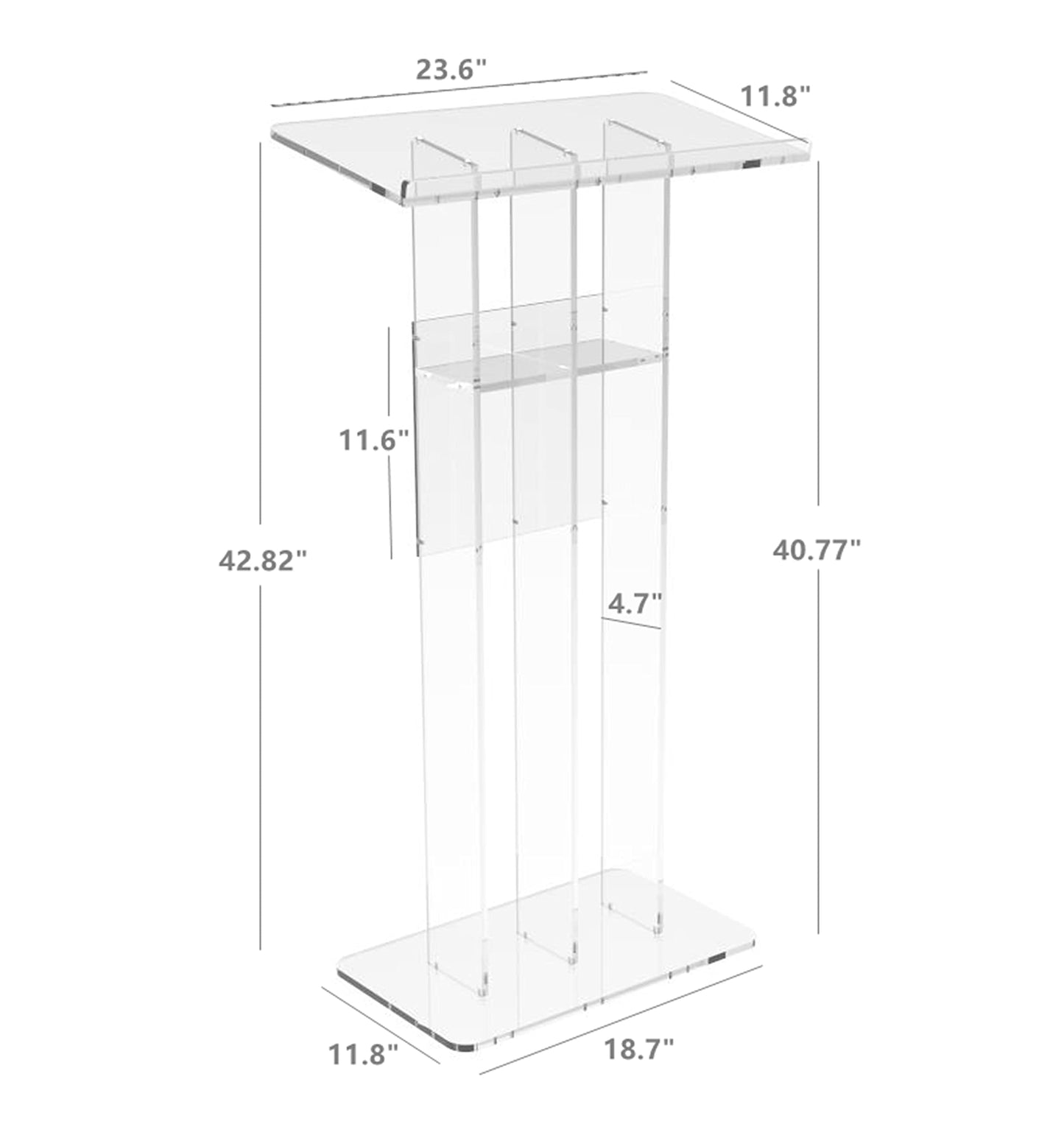 FixtureDisplays® Clear Podium Plexiglass Lecturn Transparent Church Pulpit with Christian Church Cross Prayer Hand Trinity Style Easy Assebmly Required 15411+12152-2D