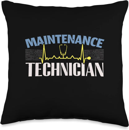 Hospital Maintenance Technician Design for HVAC Techs Throw Pillow, 16x16, Multicolor