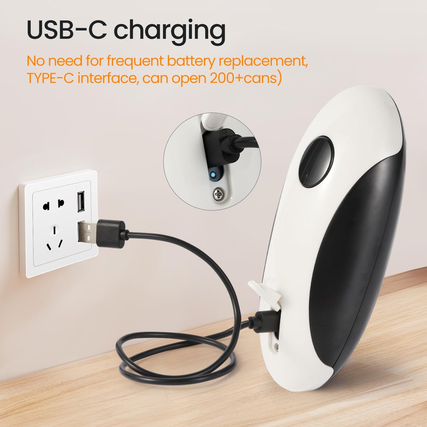 Rechargeable Electric Can Opener, Hands Free for seniors，Food Safe Automatic Can Opener with Smooth Edge,Easy to Use,Works with All Standard Cans