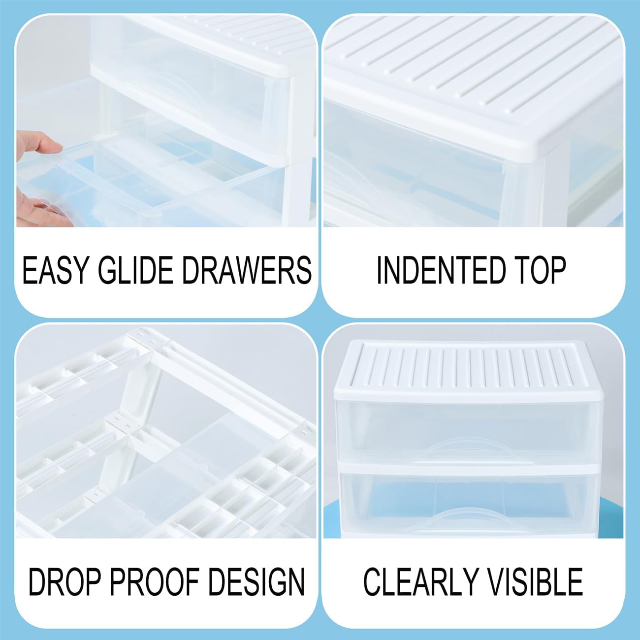 BYCY Plastic Stackable Storage with 3 Drawers, White Makeup Organizer for Bathroom, Desk, and Easy Assembly