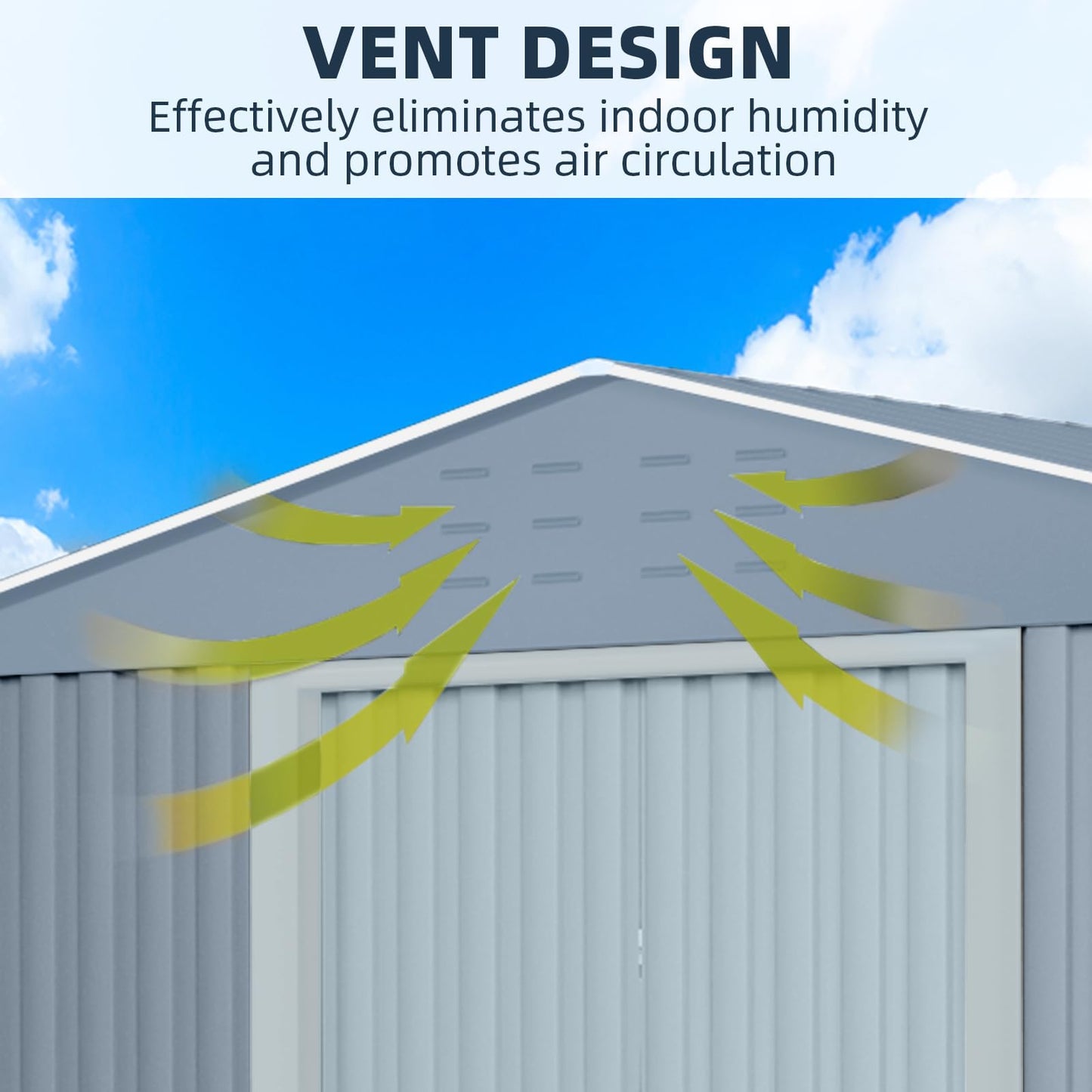 8x12 ft Outdoor Storage Shed, Galvanized Steel Metal Lockable Garden Shed with Sloping Roof, Ventilation & Weatherproof,Ideal for Tools & Equipment Backyard Garden Patio Lawn