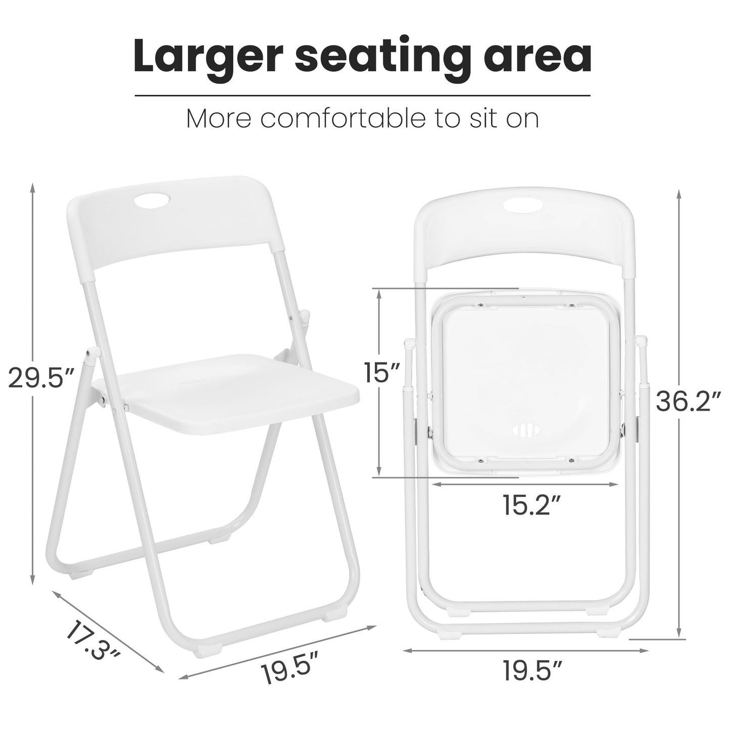 EDWINENE White Folding Chairs 30 Pack Foldable Plastic Chairs Portable Stackable Sturdy Seats for Offfice Family Wedding Dinner Party Events Entertaining, Steel Frame, Heavy Duty 350 lbs Capacity