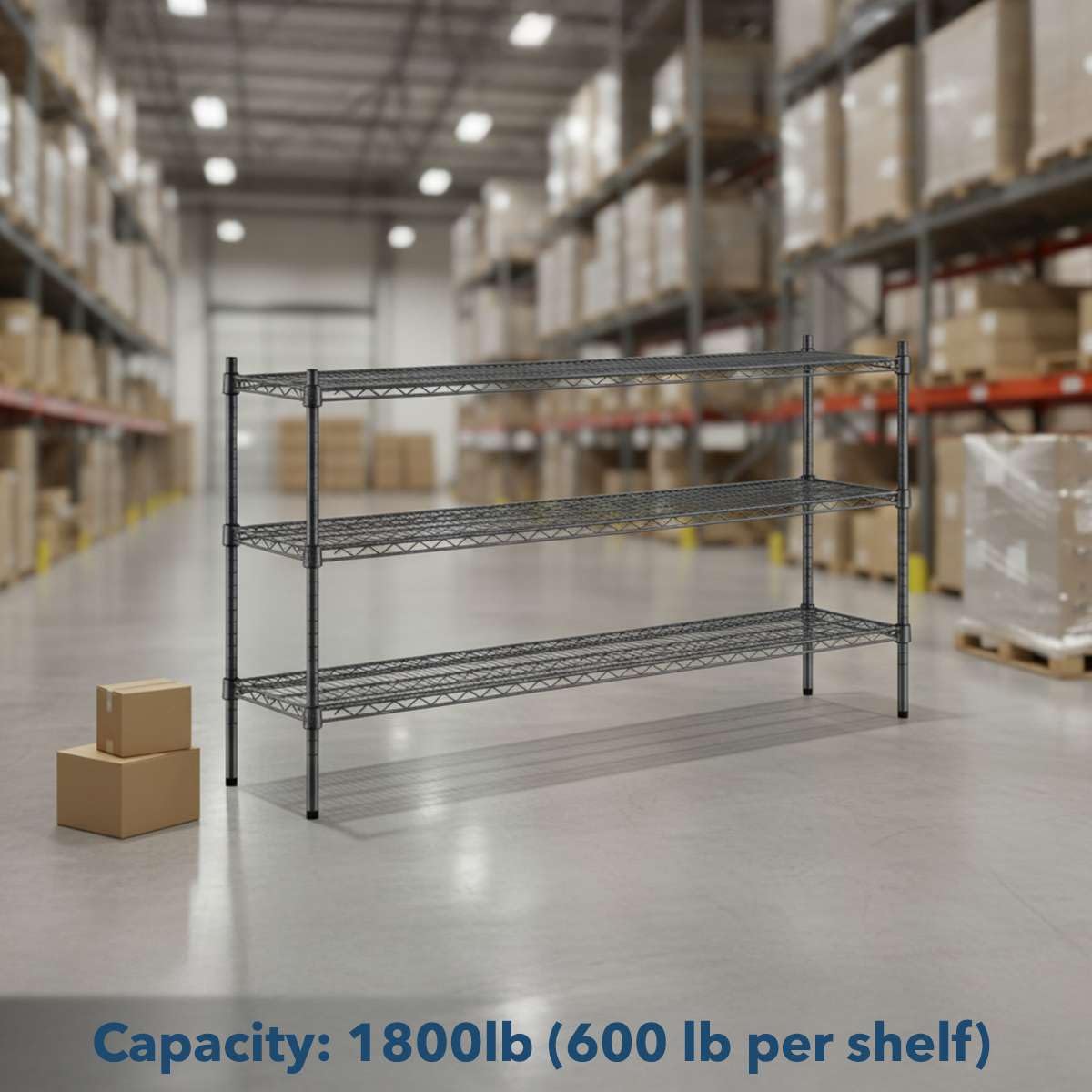 14" x 60" NSF Black Epoxy 3-Shelf Kit with 34" Posts - Commercial Storage Rack Unit - Heavy-Duty Adjustable Wire Shelving Unit for Restaurant, Retail, and Warehouse Storage - 1,800 lb Capacity