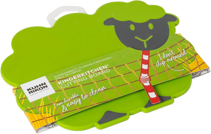 Kuhn Rikon Kinderkitchen Kids Cutting Board, Sheep, 9.8" x 9.1" x 4.3", Green Child-Friendly Kitchen Tool