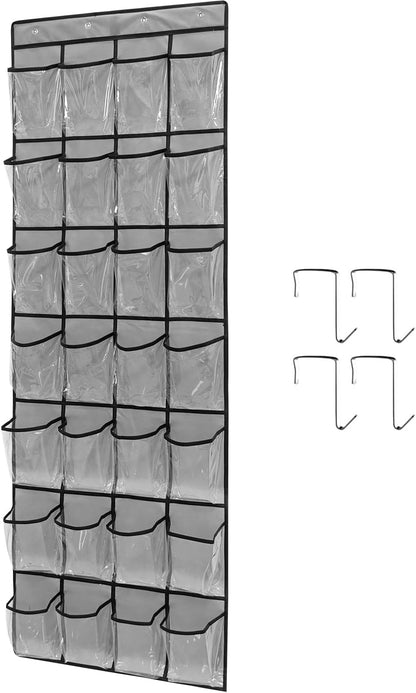 28 1 Pack Closet 4 Large Transparent Pockets Over The Door Shoe Organizer Sturdy Hanging Shoe Rack for Door Sneakers
