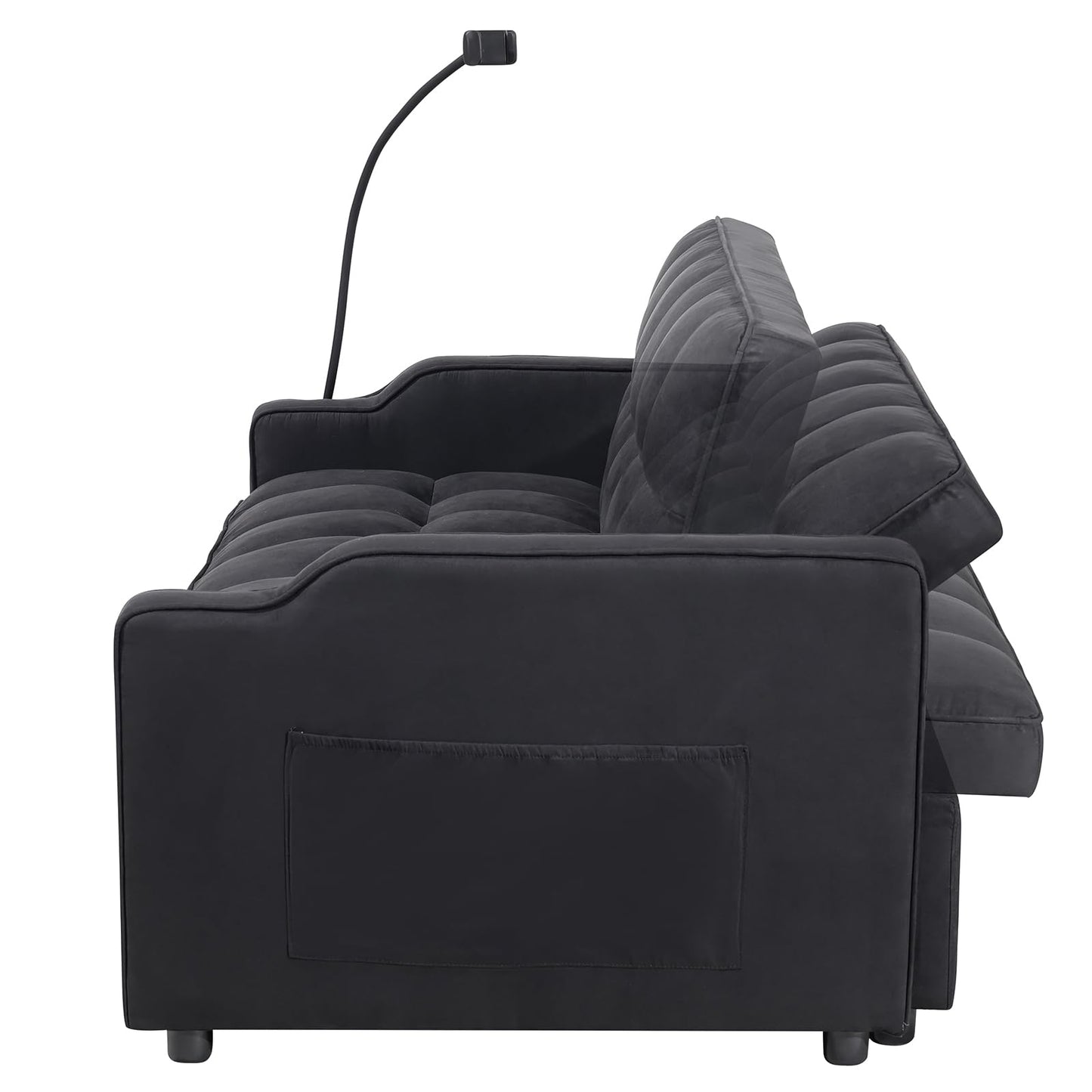 KEIKI 53" 3-in-1 Multifunctional Sofa Bed with Adjustable Backrest, Foldable Futon Couch with USB Port & Swivel Phone Holder, Compact Loveseat Sleeper Sofa for Guest Room Home Office & Bedroom
