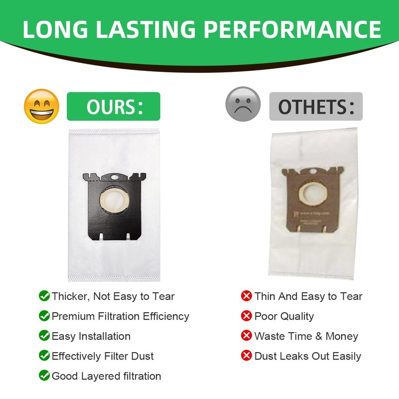 Replacement S Bag Compatible for Electrolux S-Bag Classic Vacuum EL200F EL200F EL4100 EL4200 EL6985 EL7000 EL8500 8 Pack