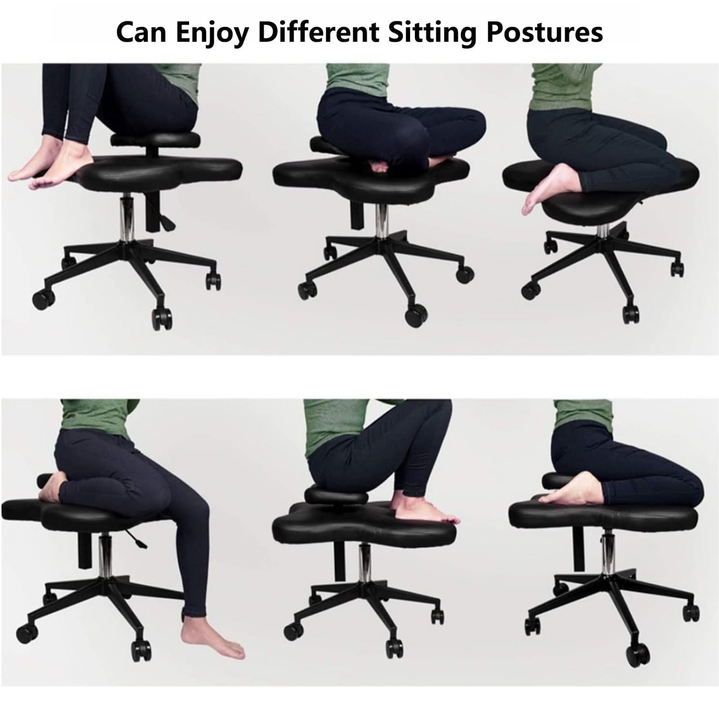 GenSDH Kneeling Chair, Home Office Desk Chair, Ergonomic Posture Chair with Padded Cushion, Cross Legged Office Chair, Meditation Chair for Home and Office,Grey-One Size