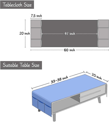 20x60 Inch SIELUNO Coffee Table Cover, Rustic Farmhouse Rectangle Table Cloth Cotton Linen Waterproof with Pockets