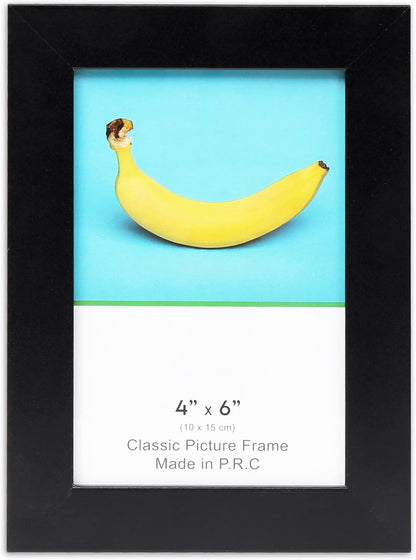 TheDisplayGuys - 4" x 6" Square Profile Wooden Picture Frame with Tempered Glass - Black - 2-Pack with Easel