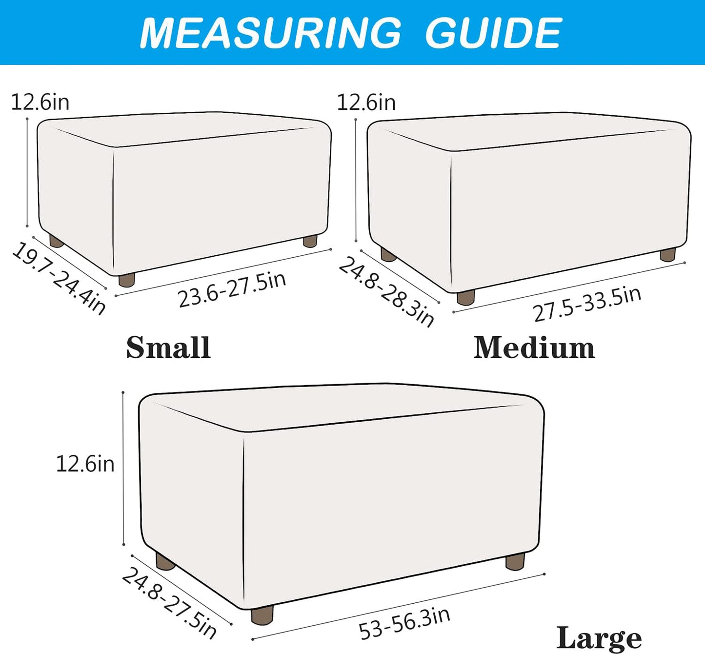 OBCREAT Ottoman Covers, Stretch Jacquard Ottoman Slipcover Soft Thick Folding Storage Cover Rectangle Footrest Stool