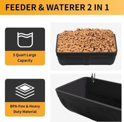 CENCODE 5 3pack Hanging Chicken Feeder Trough and Goat Feeder, Sheep Deer Poultry Dogs Deers Gooses Duck Fence, Quart