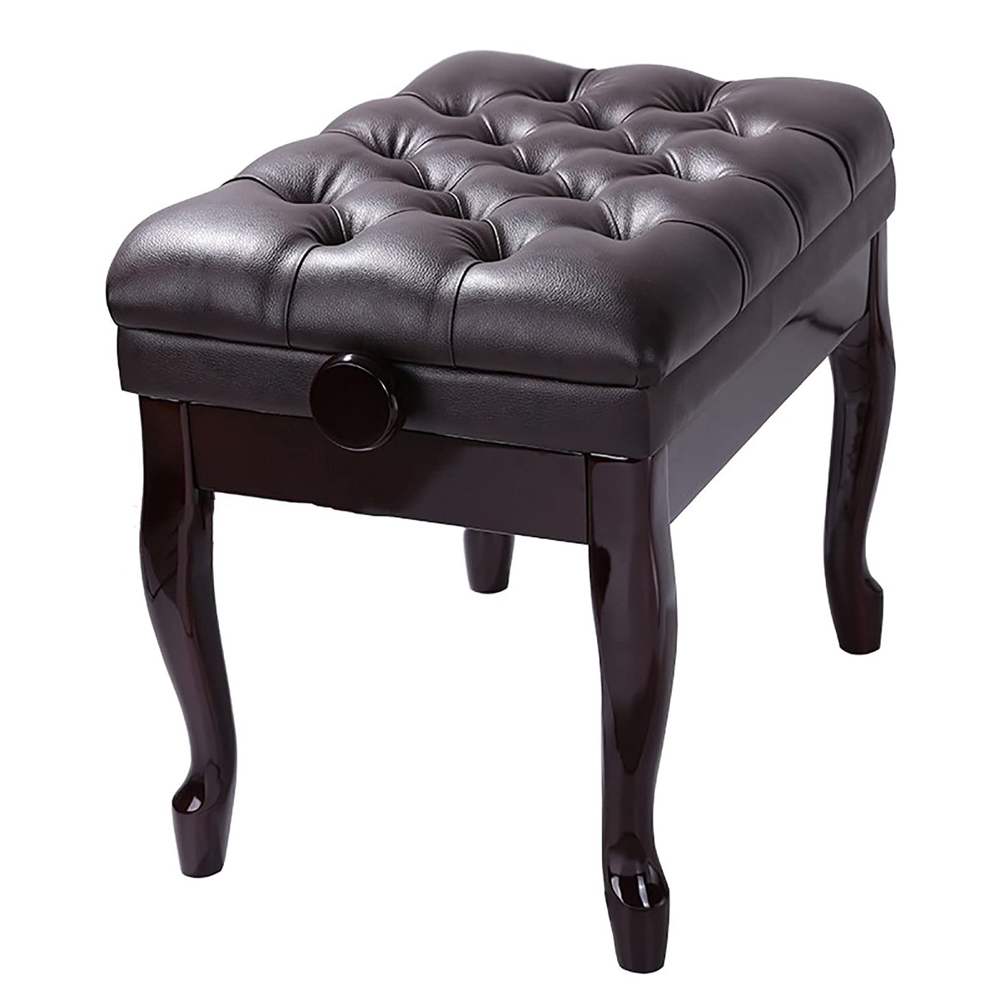 Leather Piano Bench Adjustable Deluxe Piano Bench Solid Wood Piano Stool with Pu Thickened Cushion Artist Concert Piano Bench,Height: 47~57 Cm/K Walnut Brown