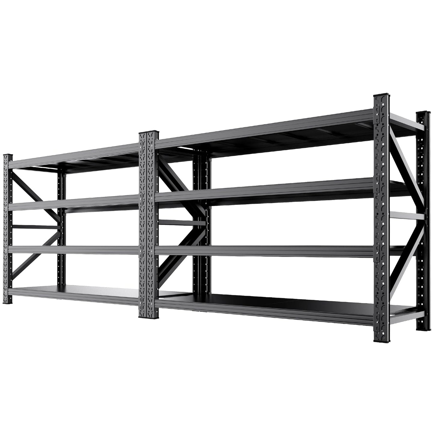 AXASIIO 2 Set 79" W Heavy Duty Storage Shelves, 8000LBS Adjustable Garage Shelving Unit, Rust Proof Large Metal Storage Rack, 24" Dx79 Wx74 H Industrial Shelving for Warehouse, Basement, Supermarket
