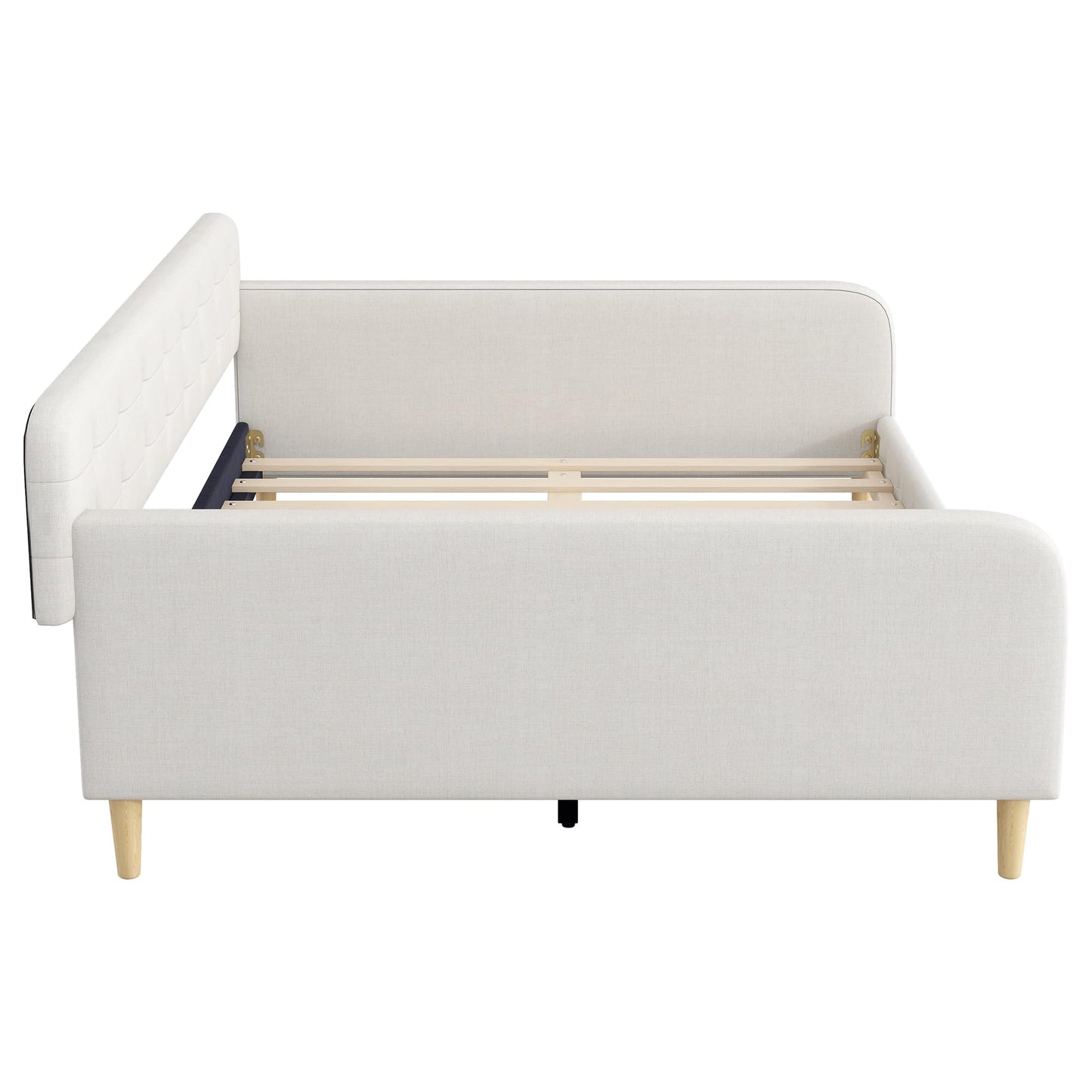 Merax 85" Queen Size Linen Upholstered Daybed with 4 Support Legs,Beige