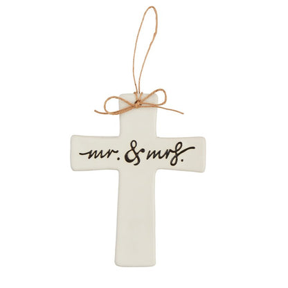 Mud Pie Mr and Mrs Wedding Cross; 6 1/2" x 5"