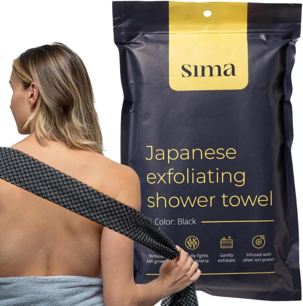 2 3 Pack) Sima Brand Exfoliating Washcloth Face & Body Scrub Towel - Japanese Exfoliating Towel with Hexagon Fibers