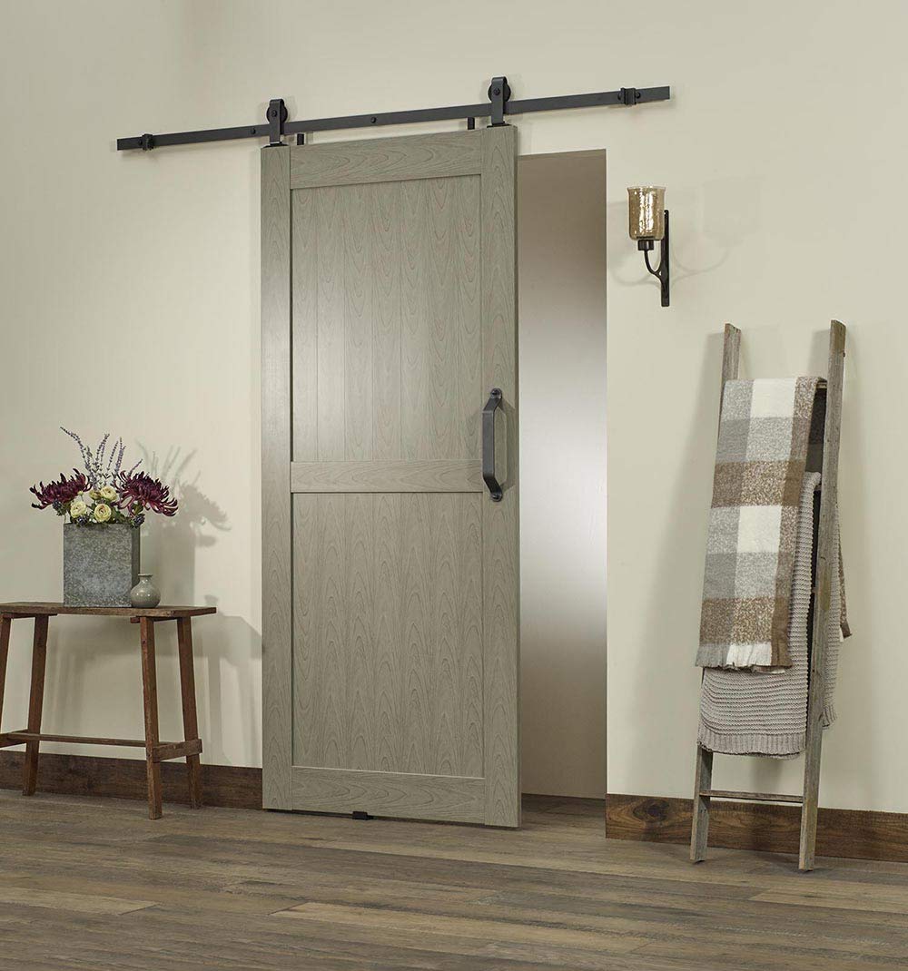 LTL Home Products MT3684HGHKKD Montana Ready to Assemble PVC Barn Door Kit, 36" x 84", Heather Grey