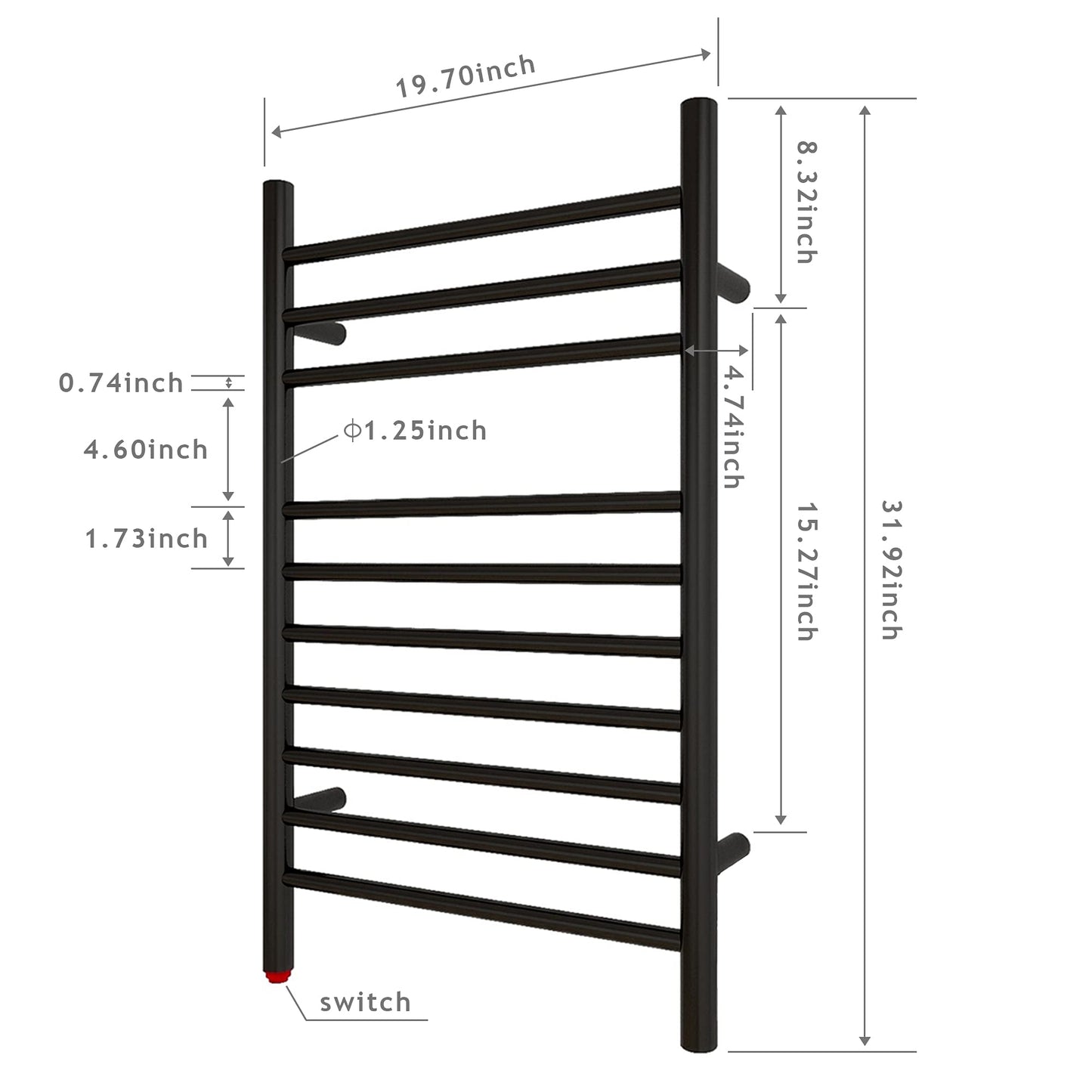 HEATGENE Towel Warmer Wall-Mounted Hardwired Heated Towel Rack Hot Towel Bar Brushed