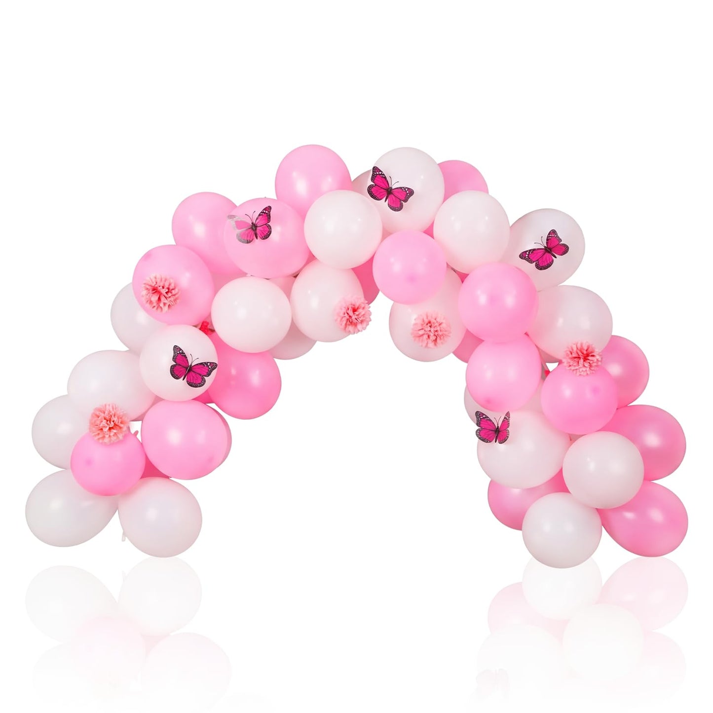 Gejoy 117 Pcs Memorial Grave Decorations for Mom Mini Balloon Arch Kit Artificial Cemetery Flowers Butterflies for Loss of Mother Father Veterans Gravestone Graveyard Outdoor(Pink, White)