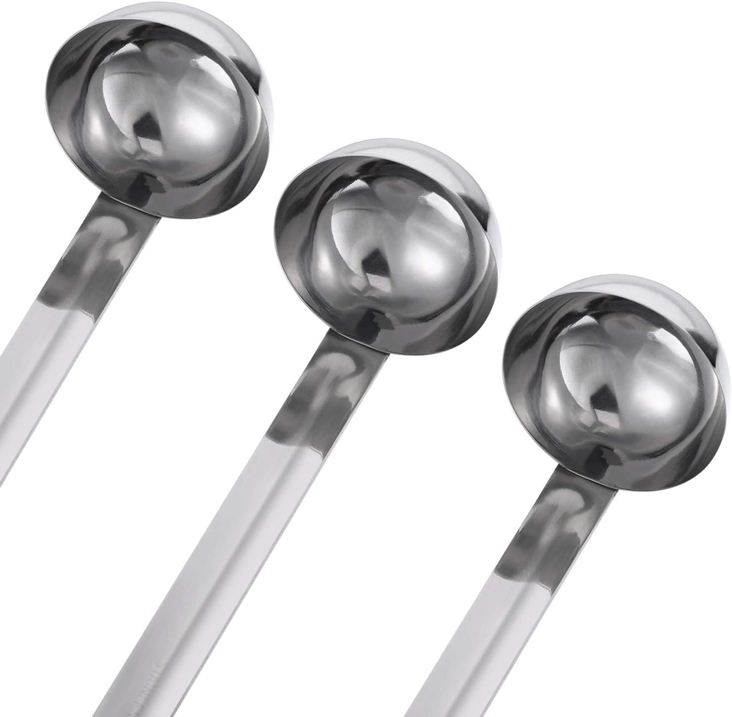 meekoo 3 Pieces Stainless Steel Ladle, Soup Handle Ladle with Pouring Rim for Kitchen Cooking (1 oz)