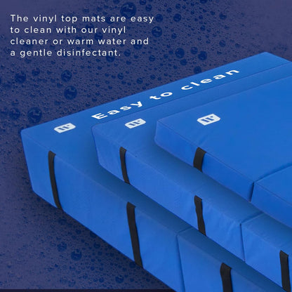 We Sell Mats 12 Inch Thick BiFolding Gymnastics Crash Landing Mat Pad, Safety for Tumbling, Back Handspring Training and Cheerleading, 4 ft x 8 ft, Blue