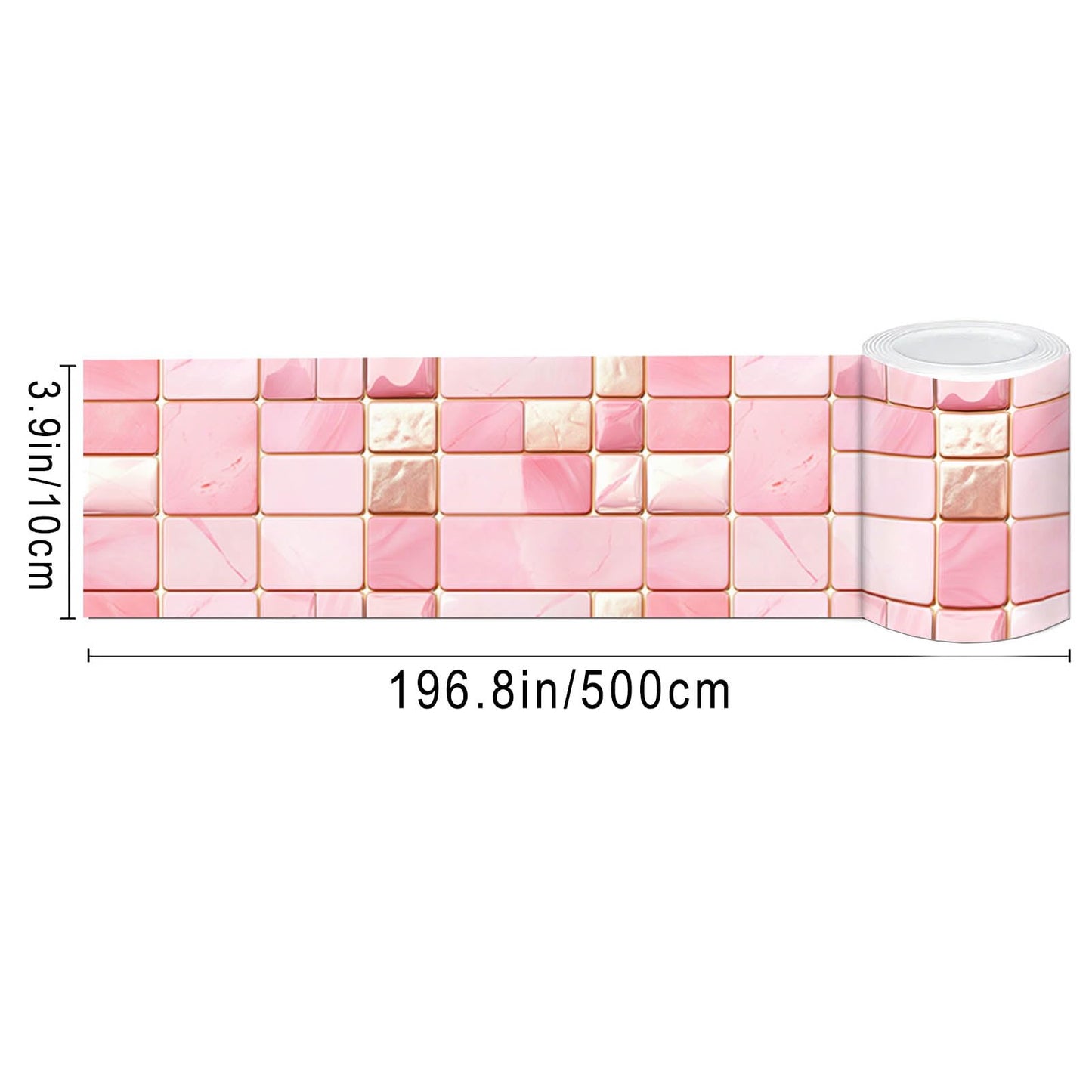 IVN Wallpaper Border Peel and Stick Decorative Wall Trim Self Adhesive Pink Marble Accent Strip for Bathroom Laundry Room Pool Area Mirror Frame Shelf Wall Edge 4x196 Inch Elegant Design