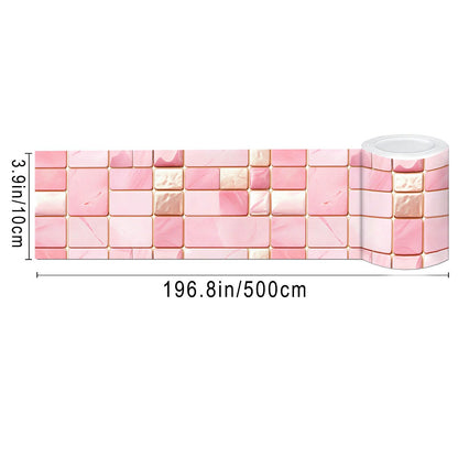 IVN Wallpaper Border Peel and Stick Decorative Wall Trim Self Adhesive Pink Marble Accent Strip for Bathroom Laundry Room Pool Area Mirror Frame Shelf Wall Edge 4x196 Inch Elegant Design