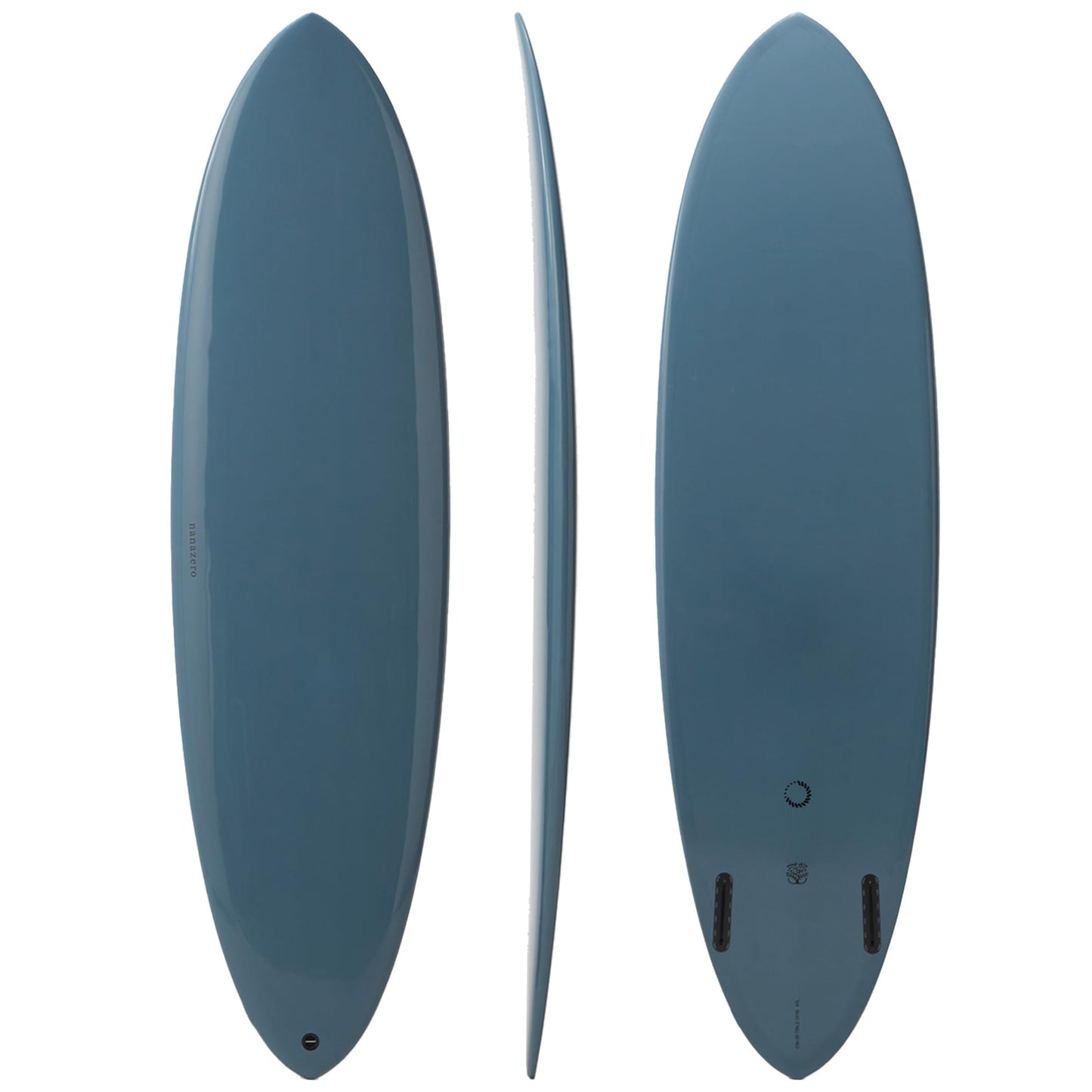 nanazero Wood Skin Surfboard Mid Length MID02 Twin 6'8" Graysh Blue, Durable and Light-Weight Structure, Twin Pin