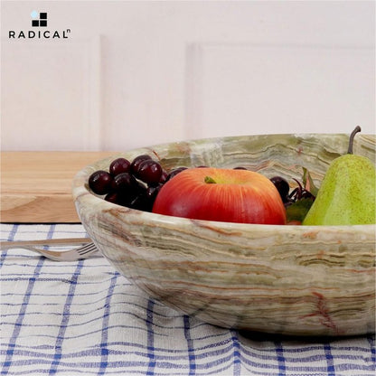 Radicaln Marble Fruit Bowl Green Onyx 12" Inch Modern Kitchen Table Handmade Fruits Holder - Simple Modern Kitchen Décor Bowl Serving Bowl, Potato Storage - Fruit Bowl For Dining Table