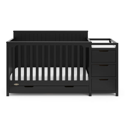Graco Hadley 5-in-1 Convertible Crib & Changer – GREENGUARD Gold Certified, Fits Standard Crib Mattress, Converts to Toddler Bed and Full Bed, 4 Adjustable Mattress Heights (Black)