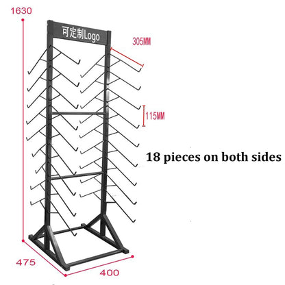 KOMFGT Metal Ceramic Tile Retail Display Rack,Wooden Floor Sample Holder Skirting Standing Slotted Flooring Display Shelf,Aluminum Gusset Skirting Sample Holder(Double-Sided18Pcs(Hookl305Mm))