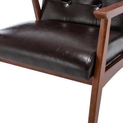 Convenience Concepts Take a Seat Natalie Accent Armchair and Ottoman Set 27.5" - Mid-Century Modern Lounge Chair with Foot Stool Set for Living Room, Bedroom, Espresso Faux Leather