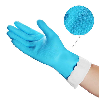 HSL Household Cleaning Gloves - Reusable Kitchen Dishwashing Gloves with Latex free, Cotton lining, Waterproof, Non-Slip (Medium, 3 Pairs)