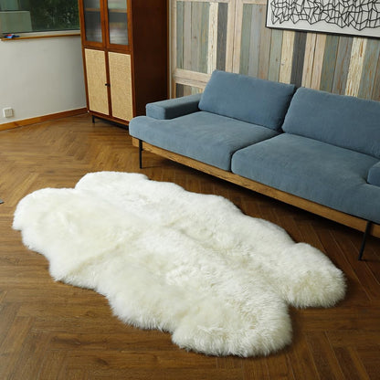 LLB Genuine Sheepskin Area Rug Wool Rug Fur Carpet Fluffy Shaggy Fur Rug for Living Room Kids Bedroom Real Sheepskin Throw Lambskin Rugs Sofa Mat Chair Seat Covers (Ivory White, 4 x 6 ft Sheepskin)