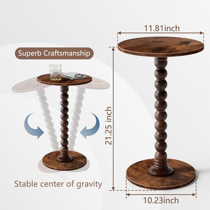 Drink Table, Drink Tables for Small Spaces, Modern Accent Nightstand with Solid Wood Leg for Living Room, Bedroom