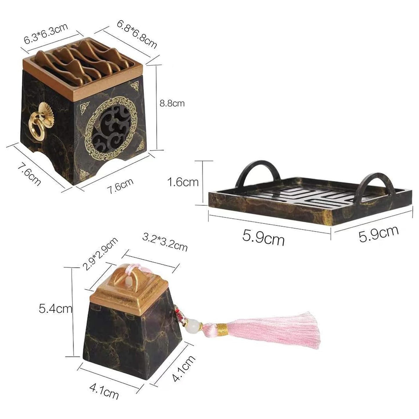 COYEUX 9 Pcs/Set Brass Incense Making Kit, with Backflow Tower Cone Molds Bottle, Beginner DIY Brass Incense Tool Set, Essential Aromatherapy Supplies