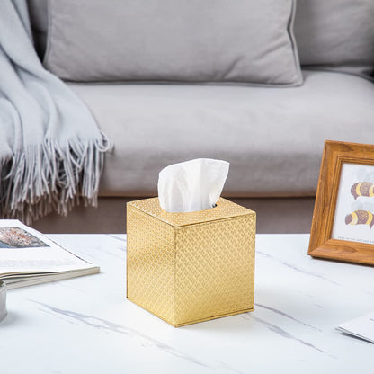 Gold Tissue Box Cover,Tissue Box Cover Square,Gold Tissue Box Holders,Tissue Holder for Bathroom Accessories,Bathroom Tissue Holders