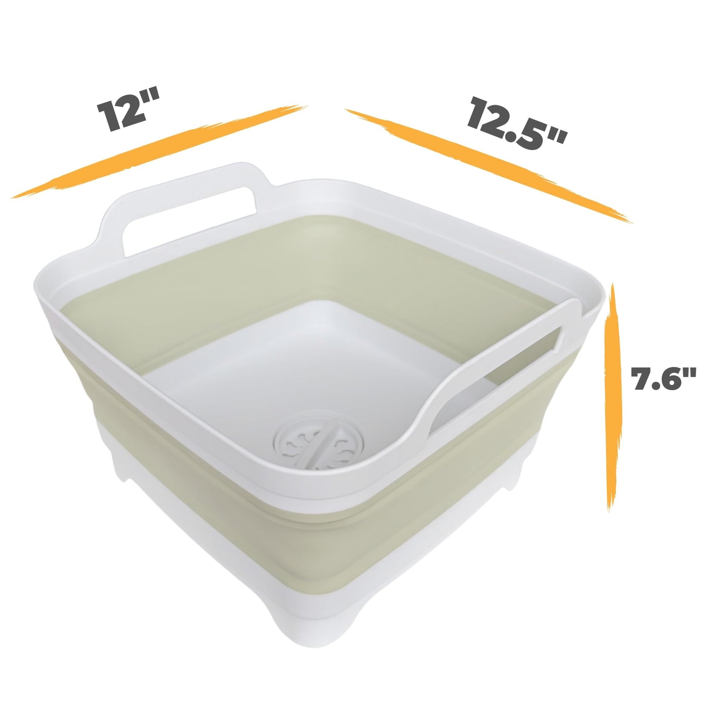 Collapsible Wash Basin for Baby Bottles - 2.4 Gallons Portable Wash Bin for RV Camping Sink, Space-Saving Dish Tub (Gray)